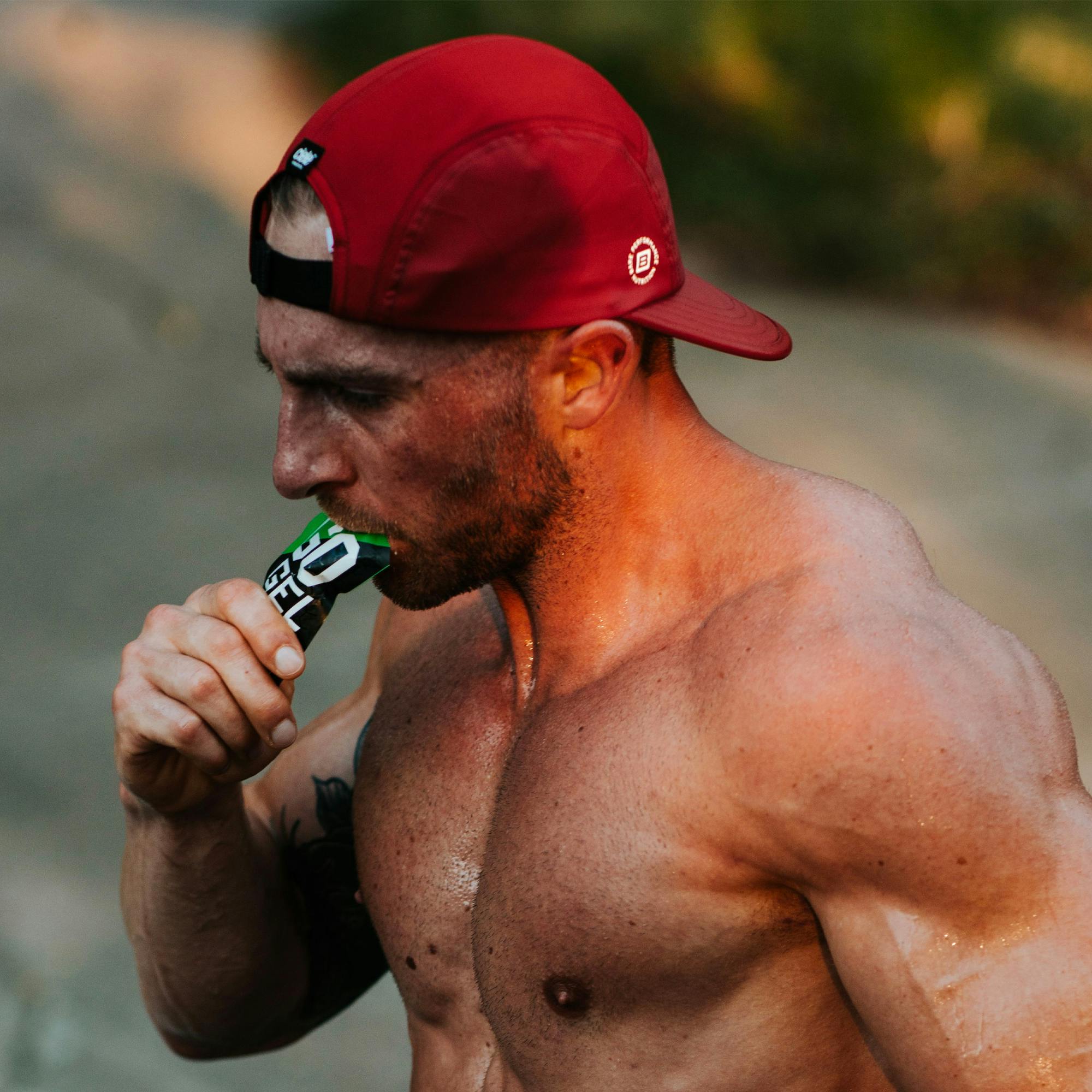 Nick Bare eating a Go Gel